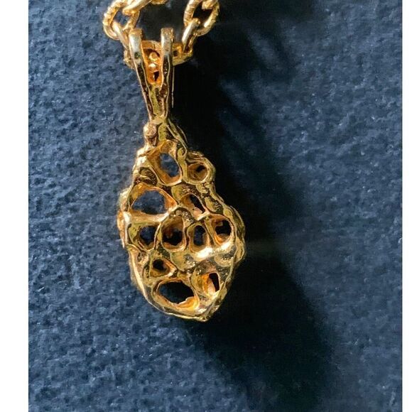 Vintage Gold Necklace with an abstract pendant, Unmarked - Picture 5 of 5